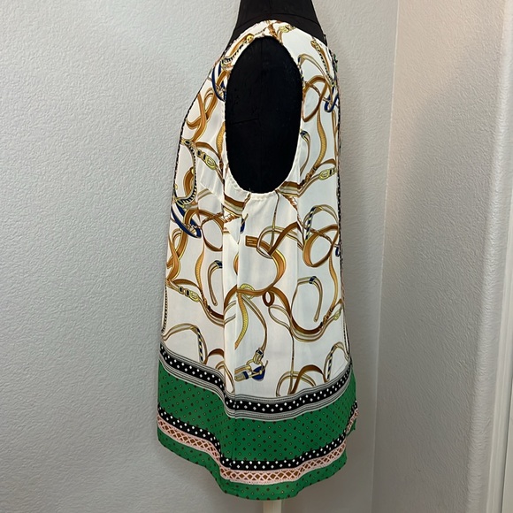 Cynthia Rowley Multi Pattern Green and Gold Graphic Tank Top Size XL - Picture 2 of 6
